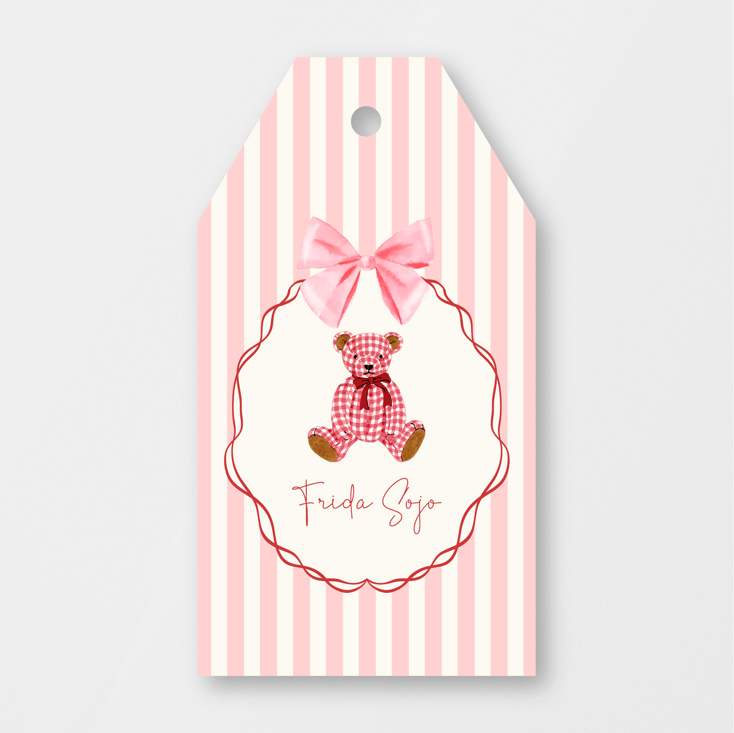 Bow Teddy Frame Tag