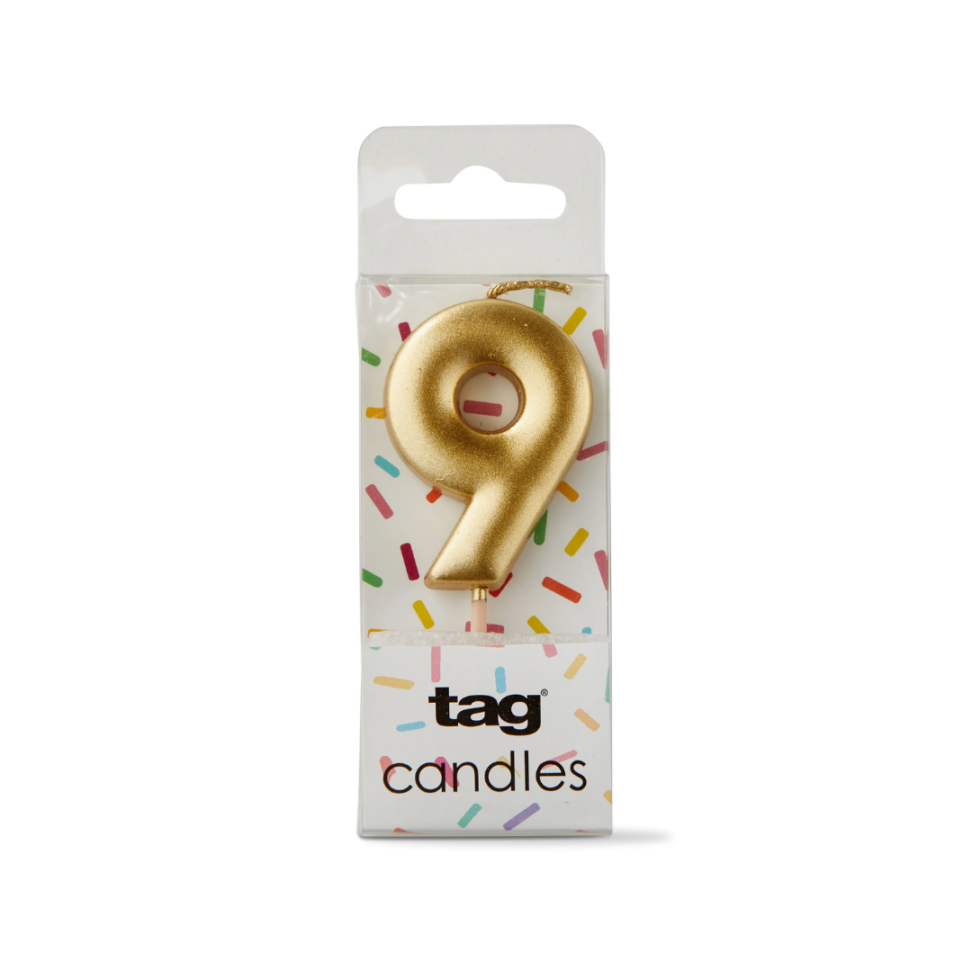 Metallic Digit Candle - Gold