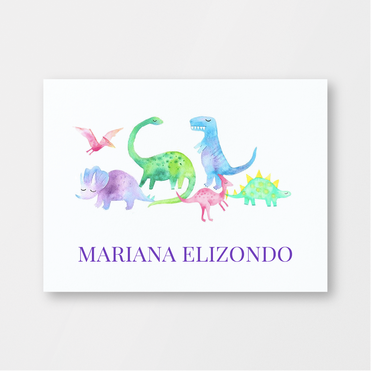 Tarjeta individual Dino multicolor