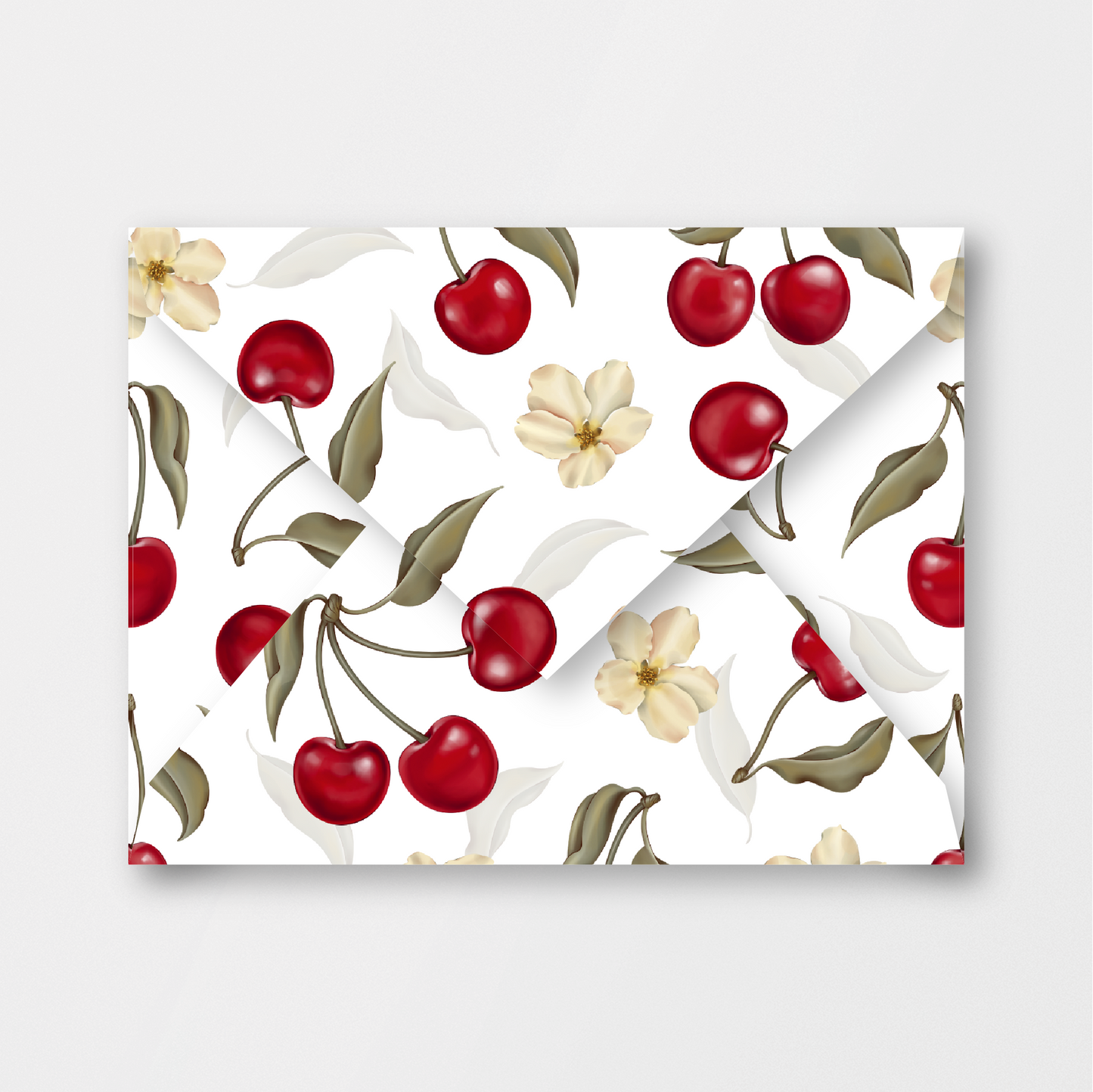 Name Personalized Cherry Stationery Box (White)