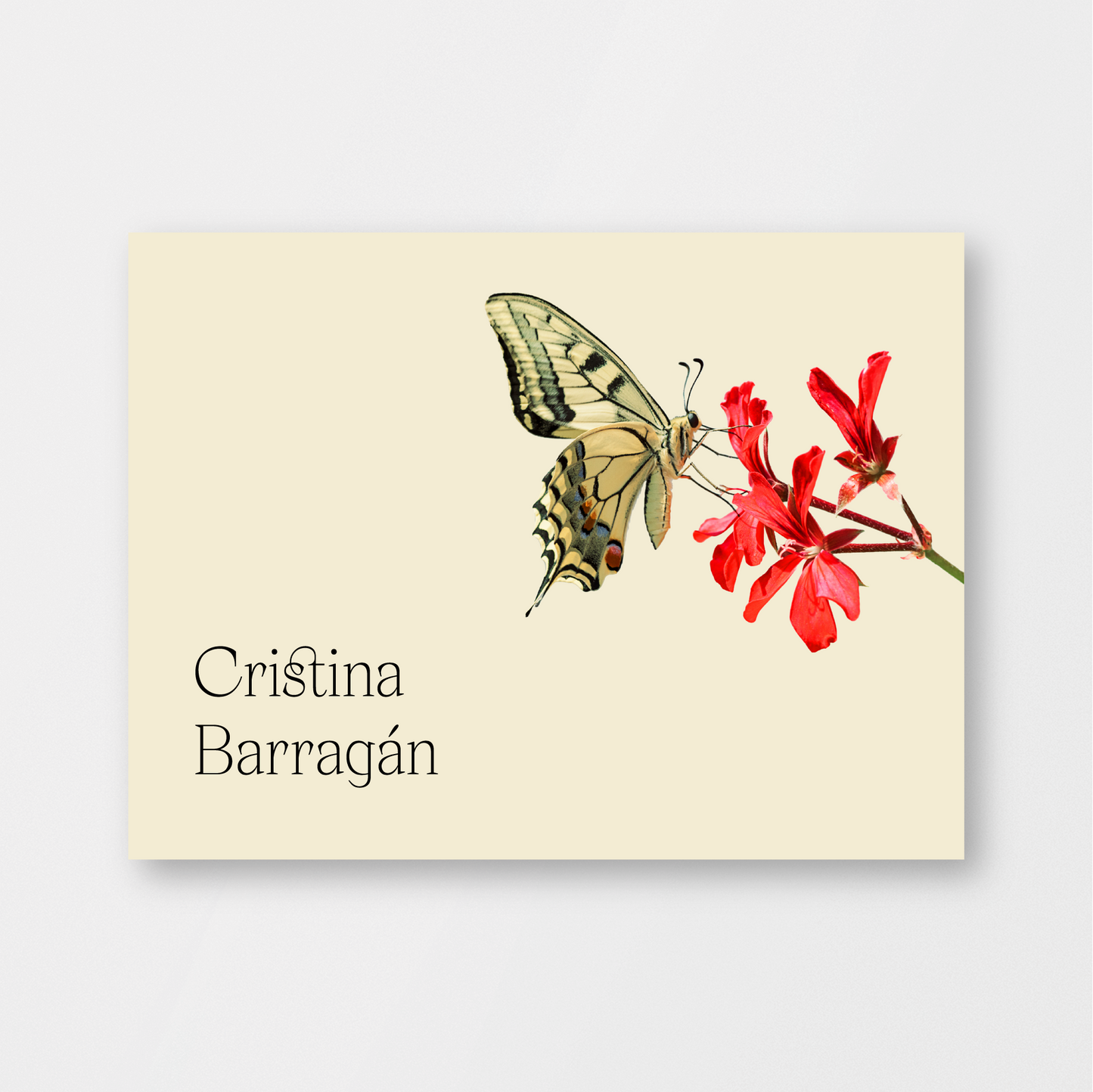 Red Blossom Butterfly Card