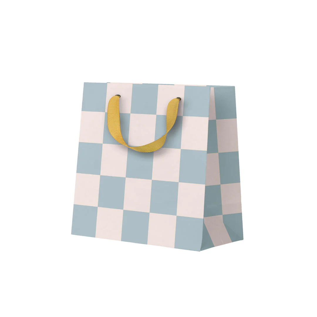 Pale Blue Checkerboard Small Gift Bag