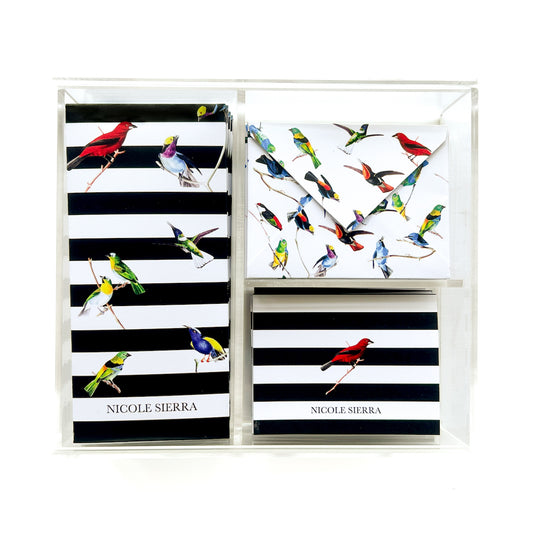 Personalized Acrylic Exotic Birds Stationery Box