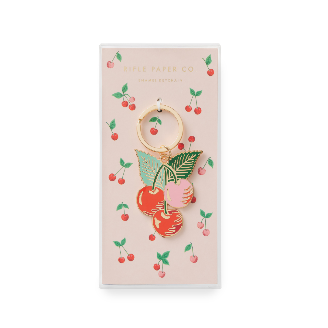 Cherries Enamel Keychain