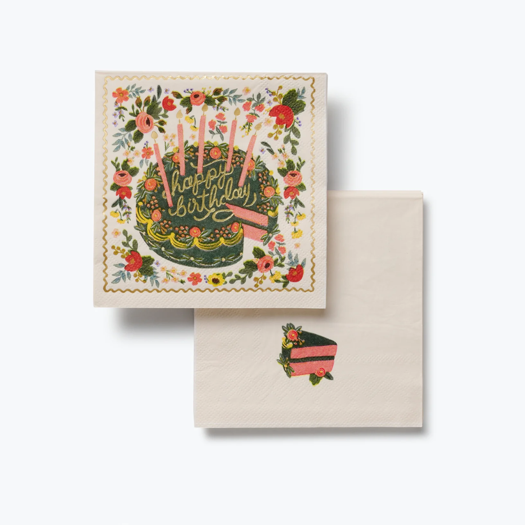 Floral Cake Cocktail Napkins