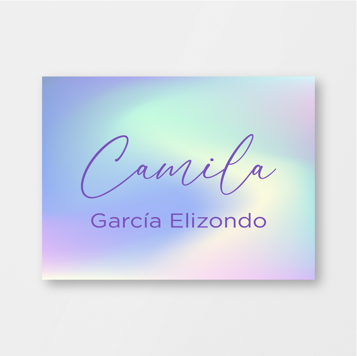 Tarjeta individual violeta holográfica