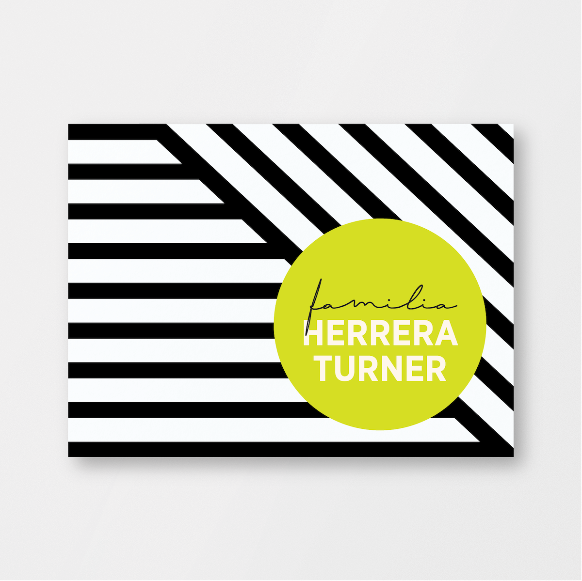 Tarjeta individual de rayas blancas y negras