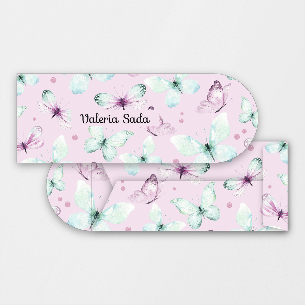 Pink Butterfly Print Money Holder