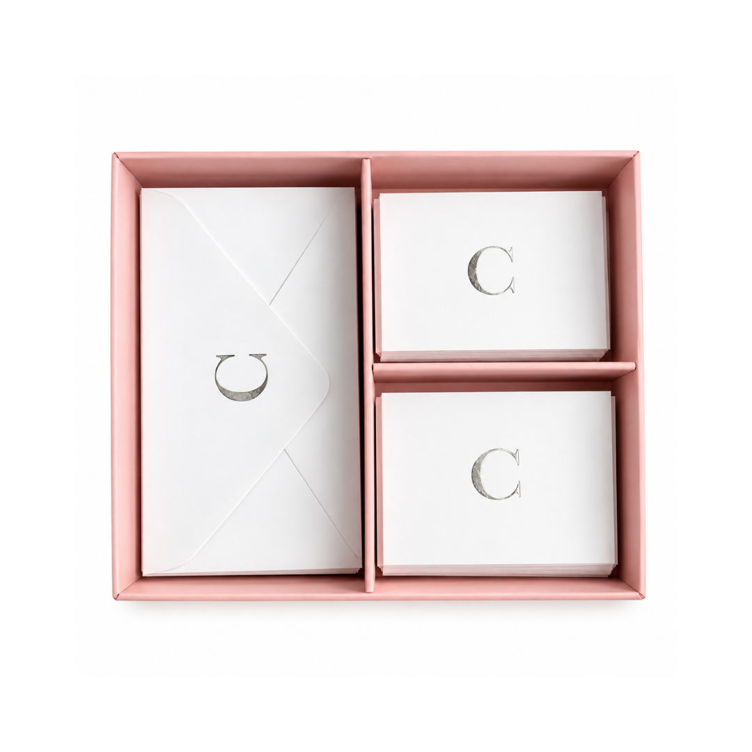 Pink Initial Stationery Box
