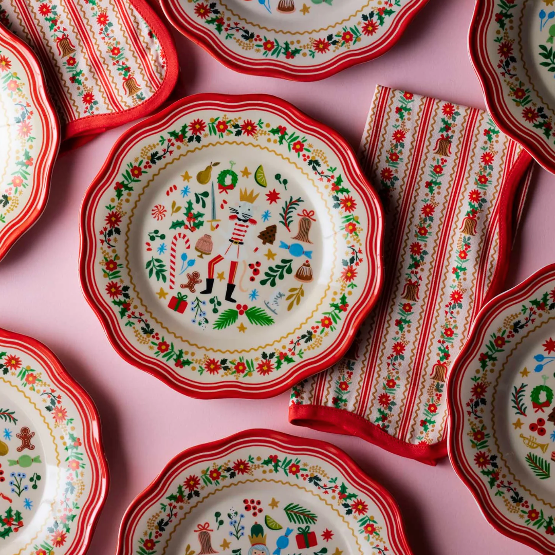 Holly Jolly Nutcracker Melamine Assorted Dessert Plates