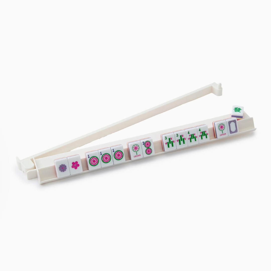 Mahjong - White Acrylic Rack & Pusher Set