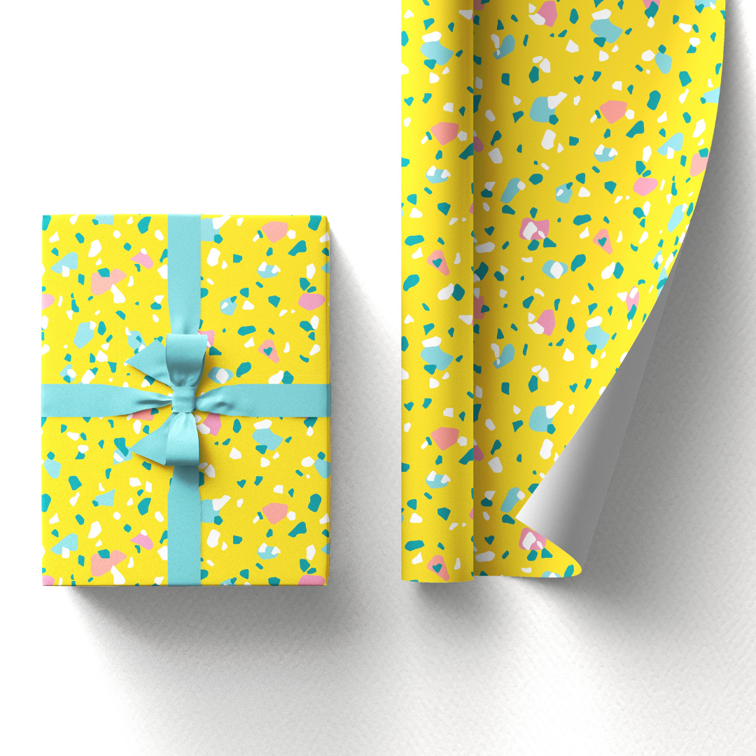 PAPEL DE ENVOLVER TERRAZO AMARILLO