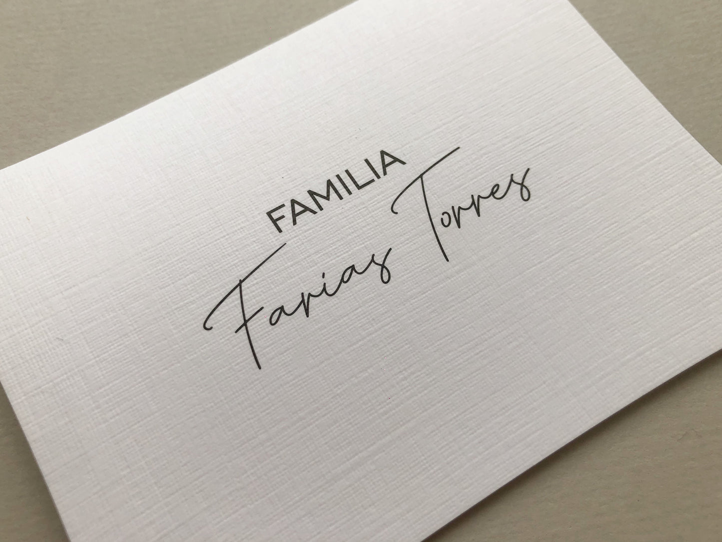 Tarjeta familiar doble en lino