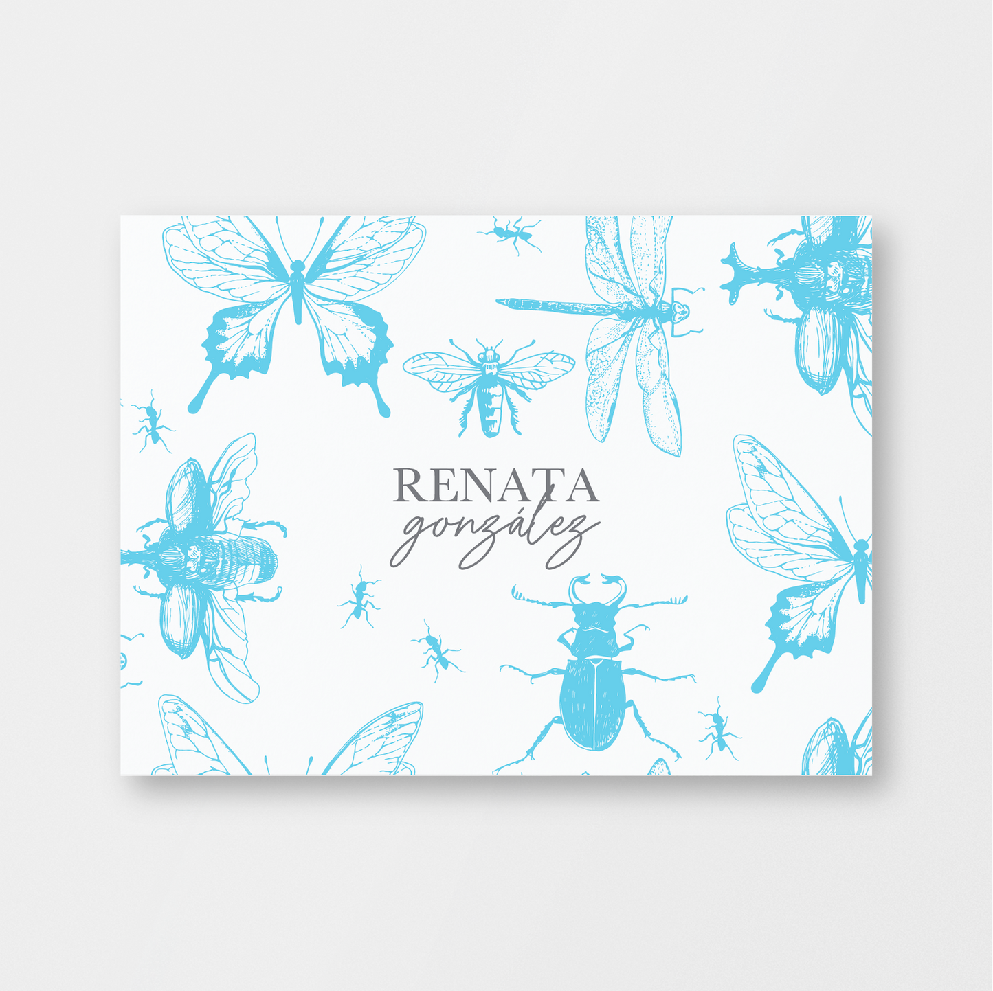 TARJETA SENCILLA BICHOS AZULES