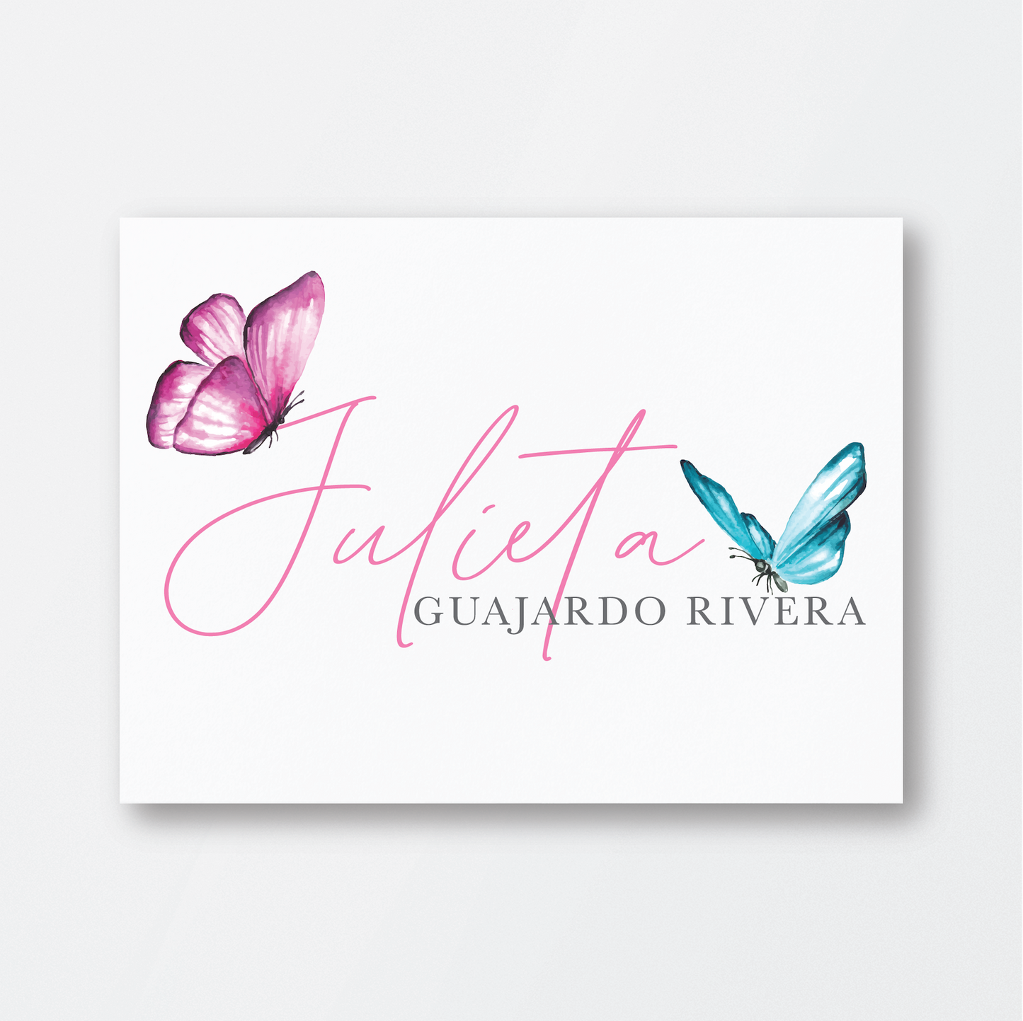 TARJETA MARIPOSA ROSA Y MORADA