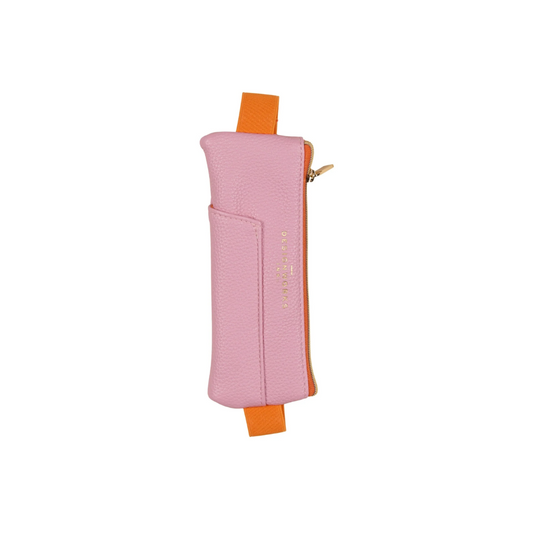 Vegan Leather Pen Pouch - Pink + Orange