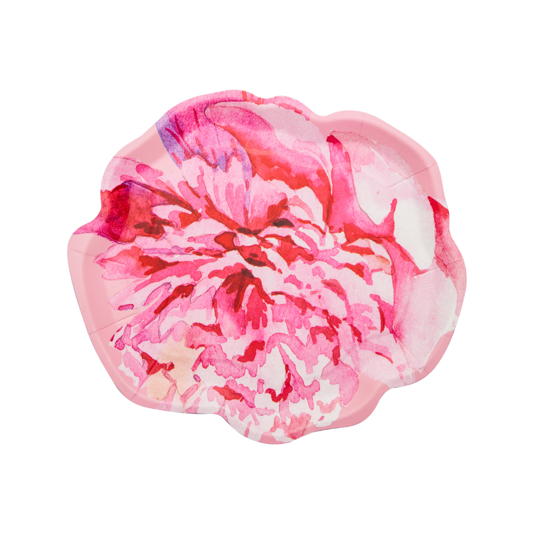 Peony Salad Plate Pink Peonies