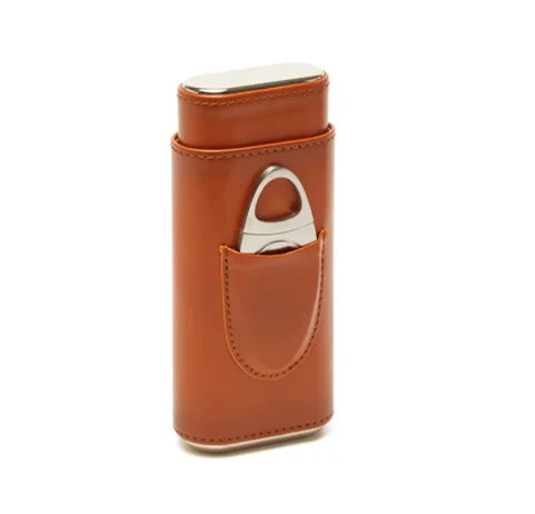 Asthon 3-Cigar Leather Case with cutter