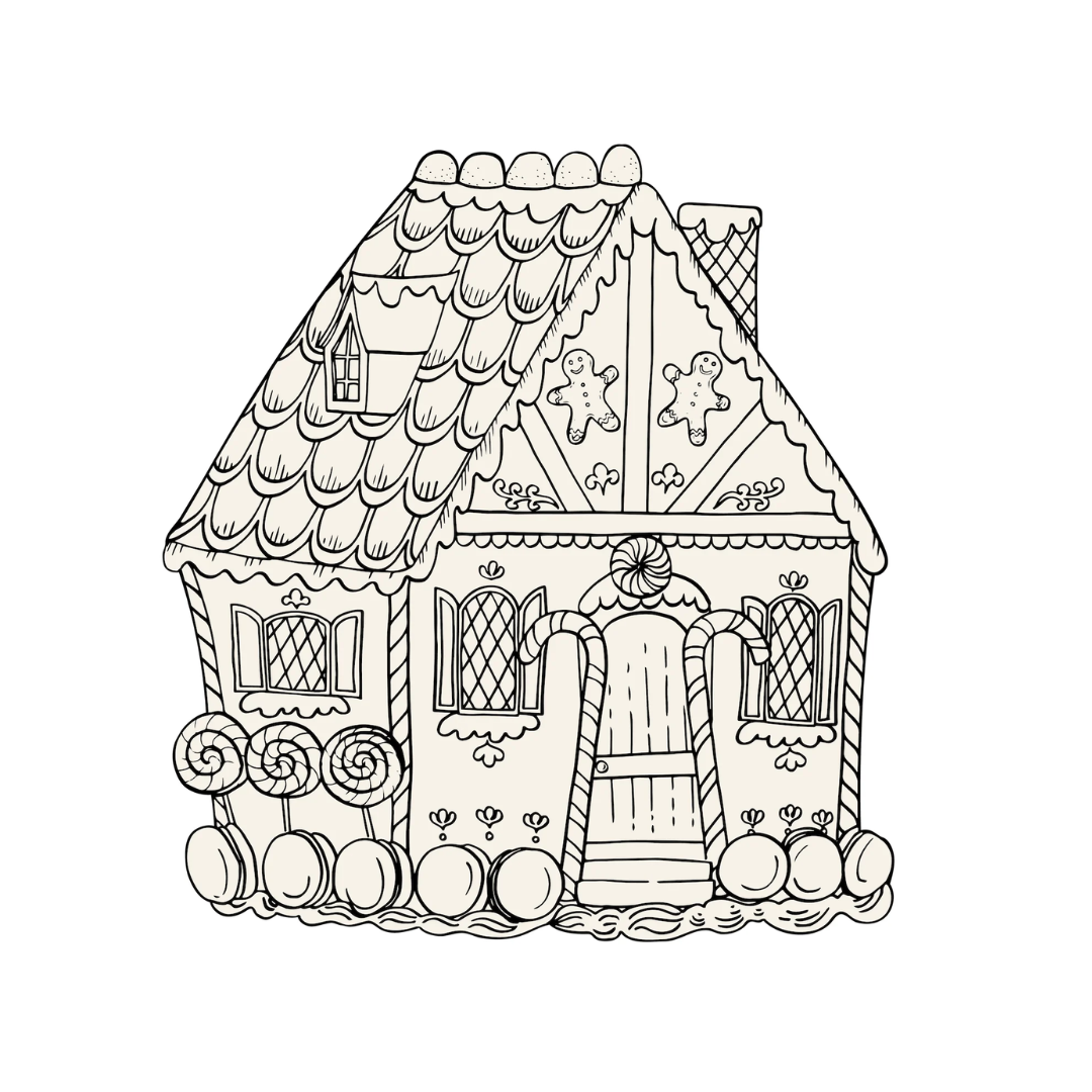 Die Cut Gingerbread House Coloring placemat