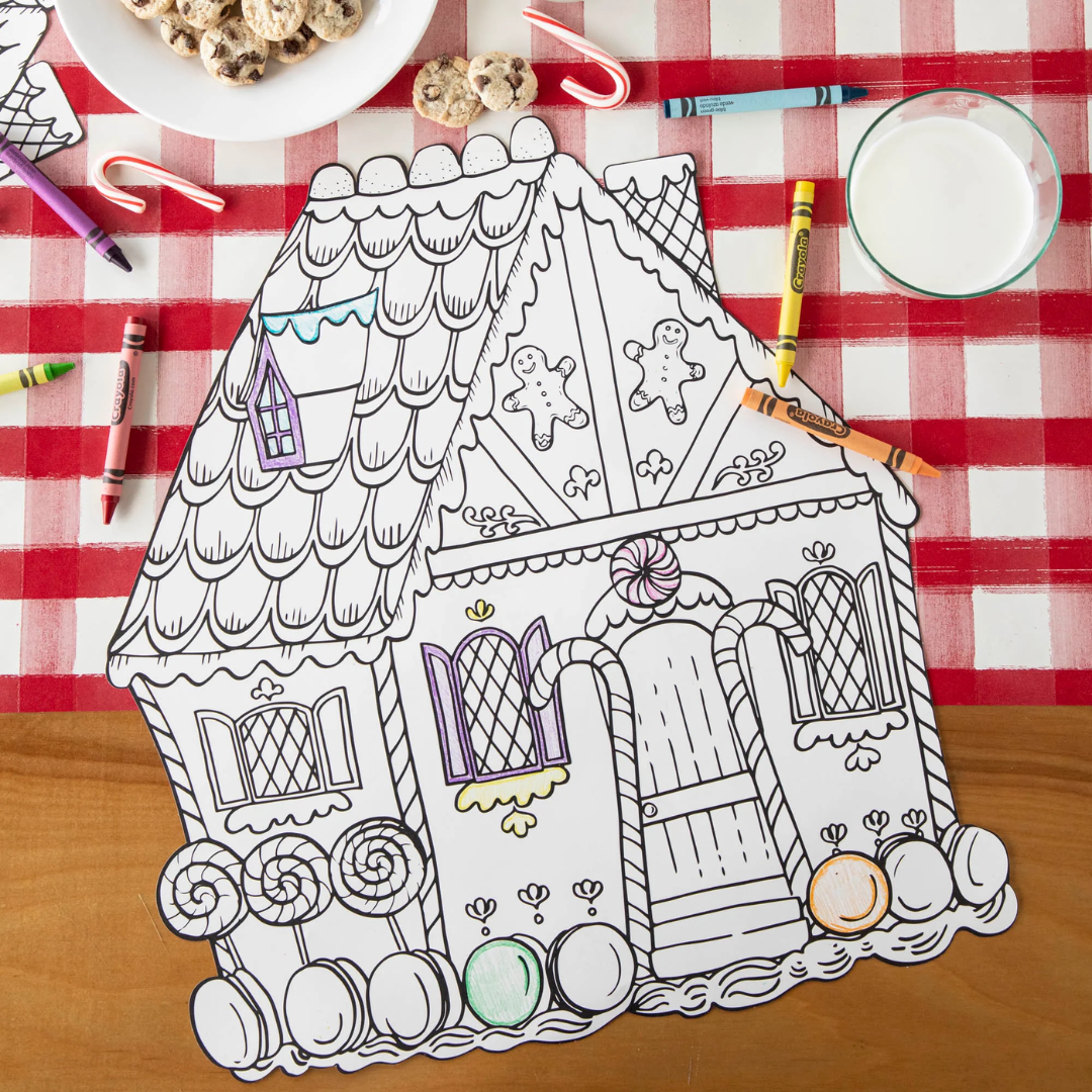 Die Cut Gingerbread House Coloring placemat