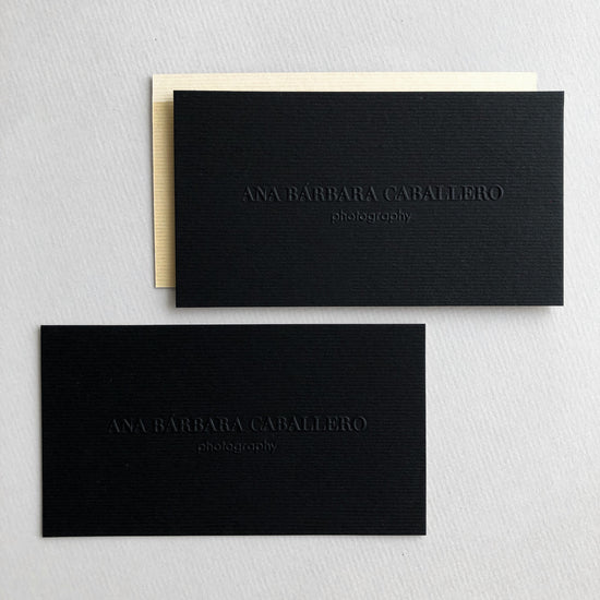 Black embossed custom business cards 