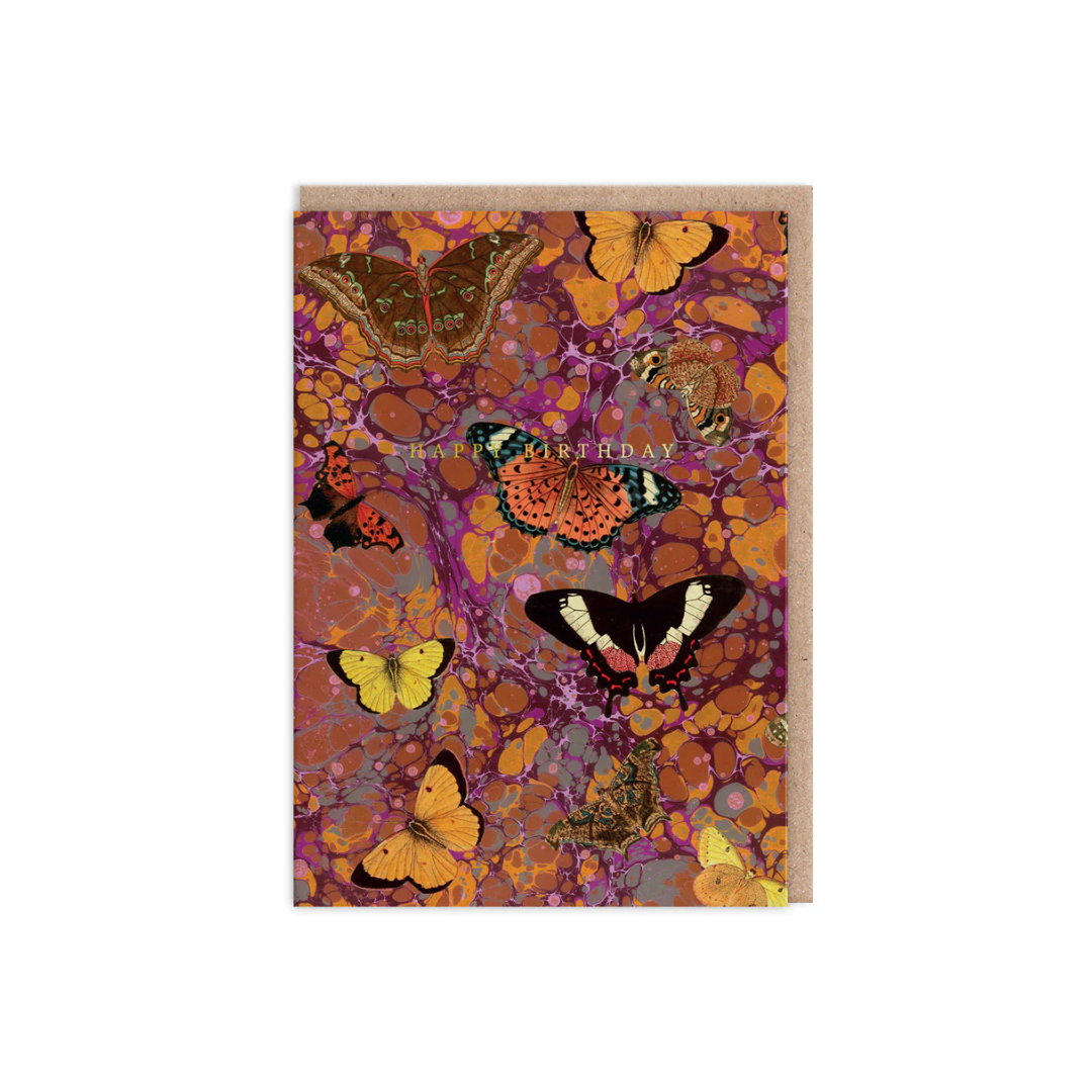 Marble Butterfly Pink Greeting Card