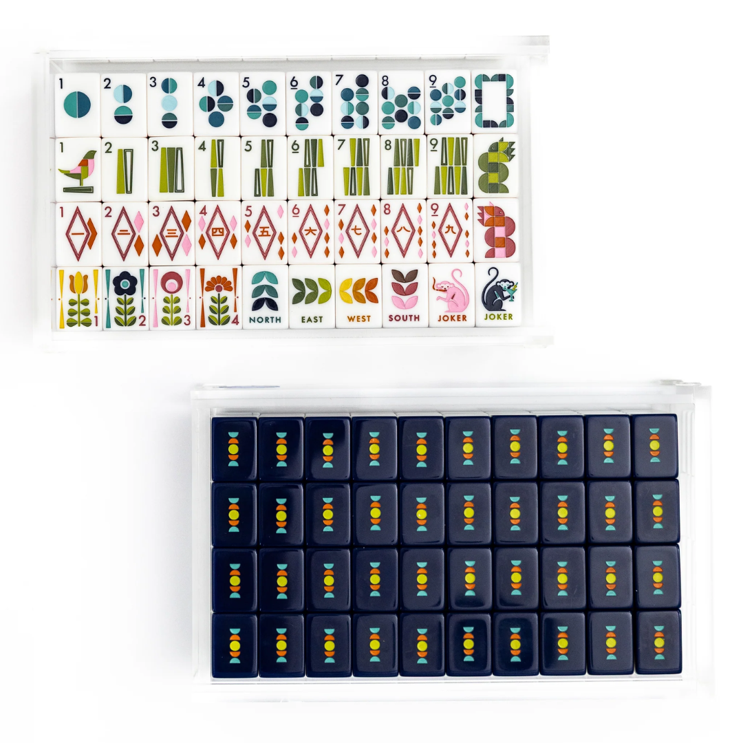 MCM Mahjong Tile Set Navy (With Velvet Bag)