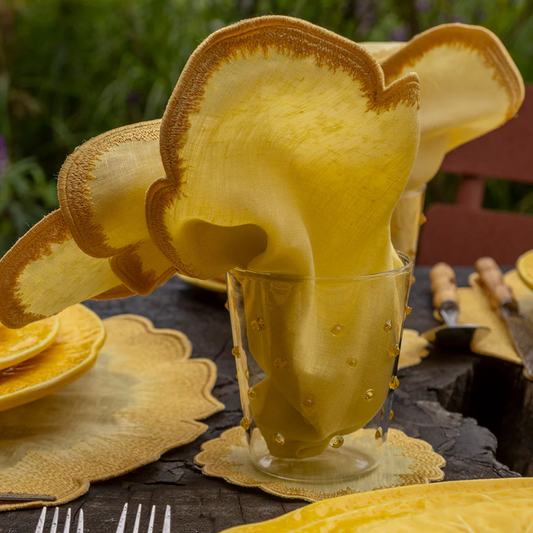 Coasters Vivi con Bordado Set de 4 - 100% Lino