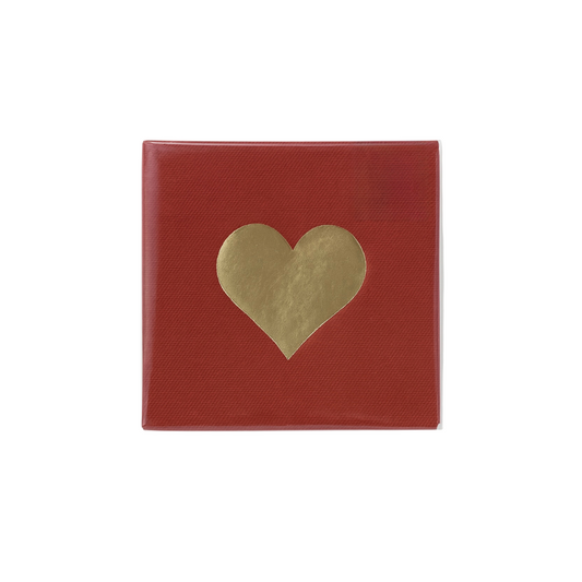 Gold Heart with red Cocktail Napkin