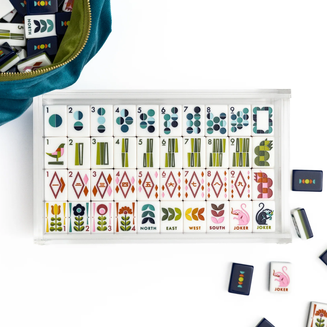 MCM Mahjong Tile Set Navy (With Velvet Bag)