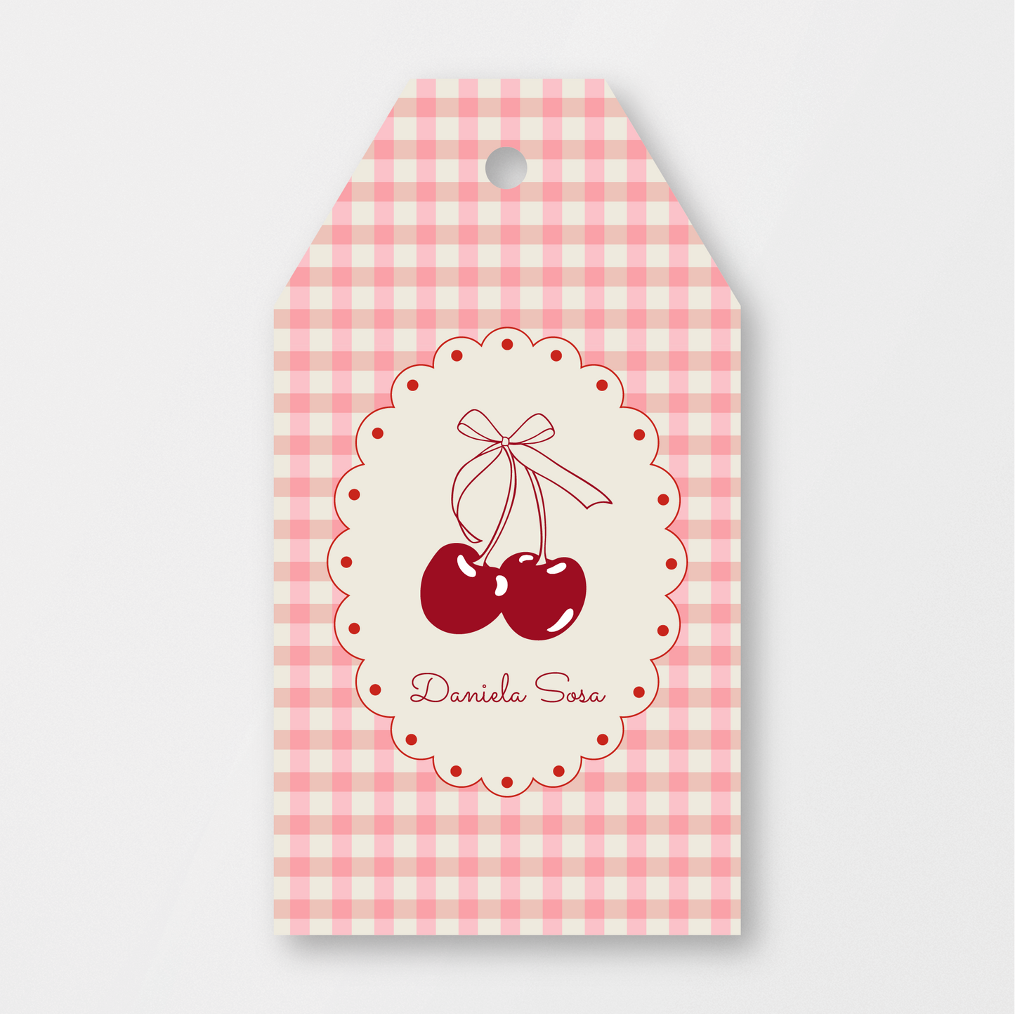 Cherry Pink Plaid Tag