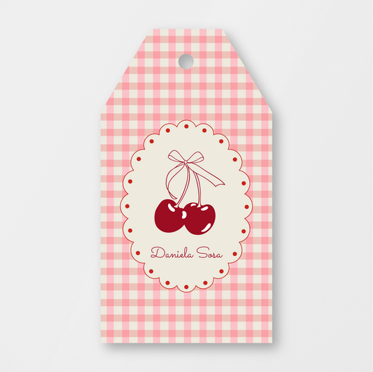 Cherry Pink Plaid Tag