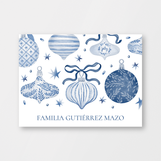 Classic Blue Ornaments Card