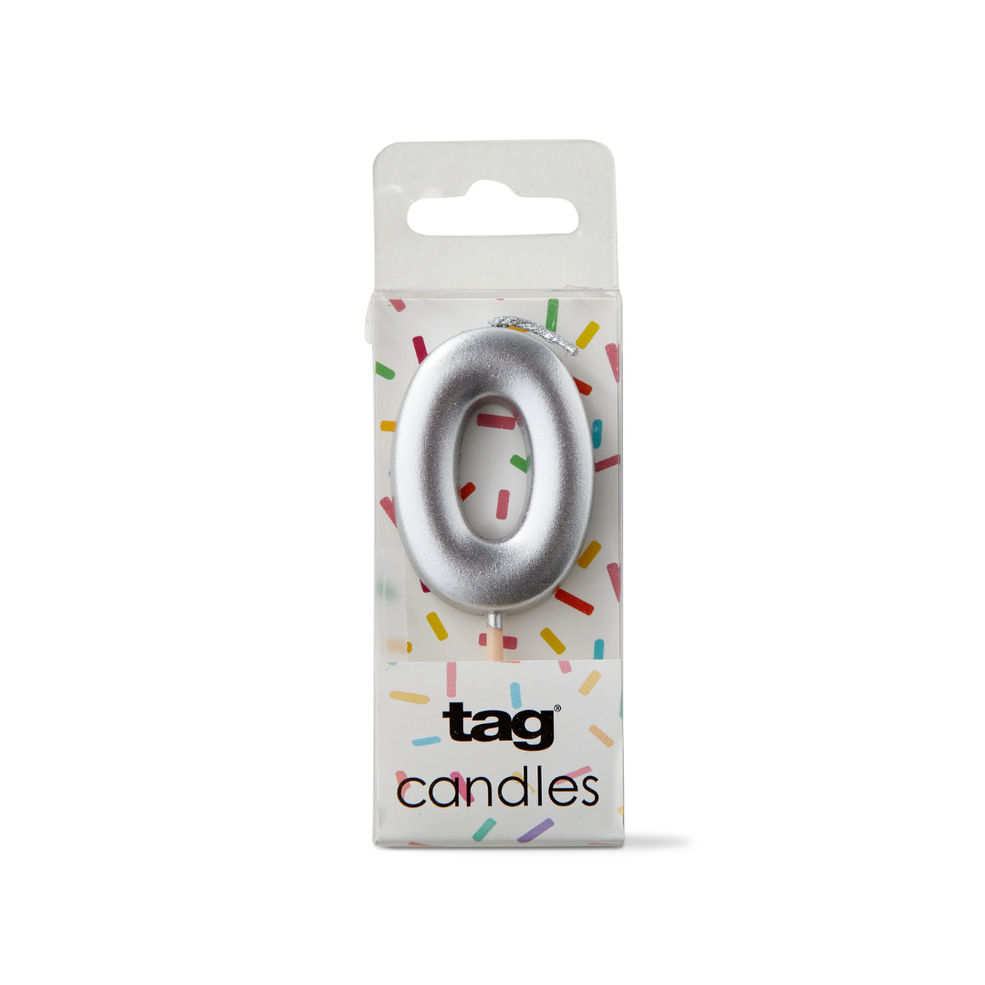 Metallic Digit Candle - Silver