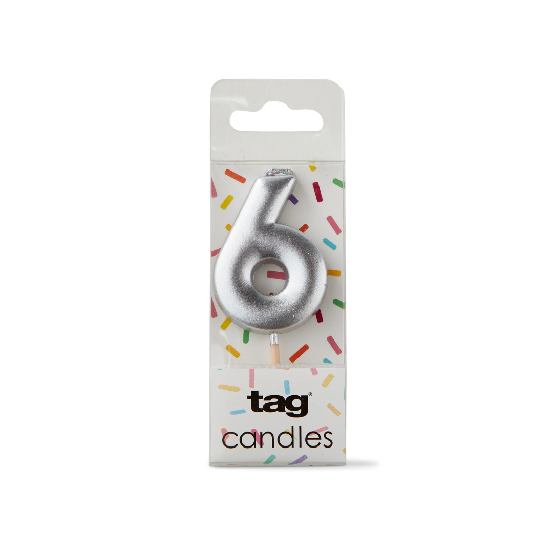 Metallic Digit Candle - Silver