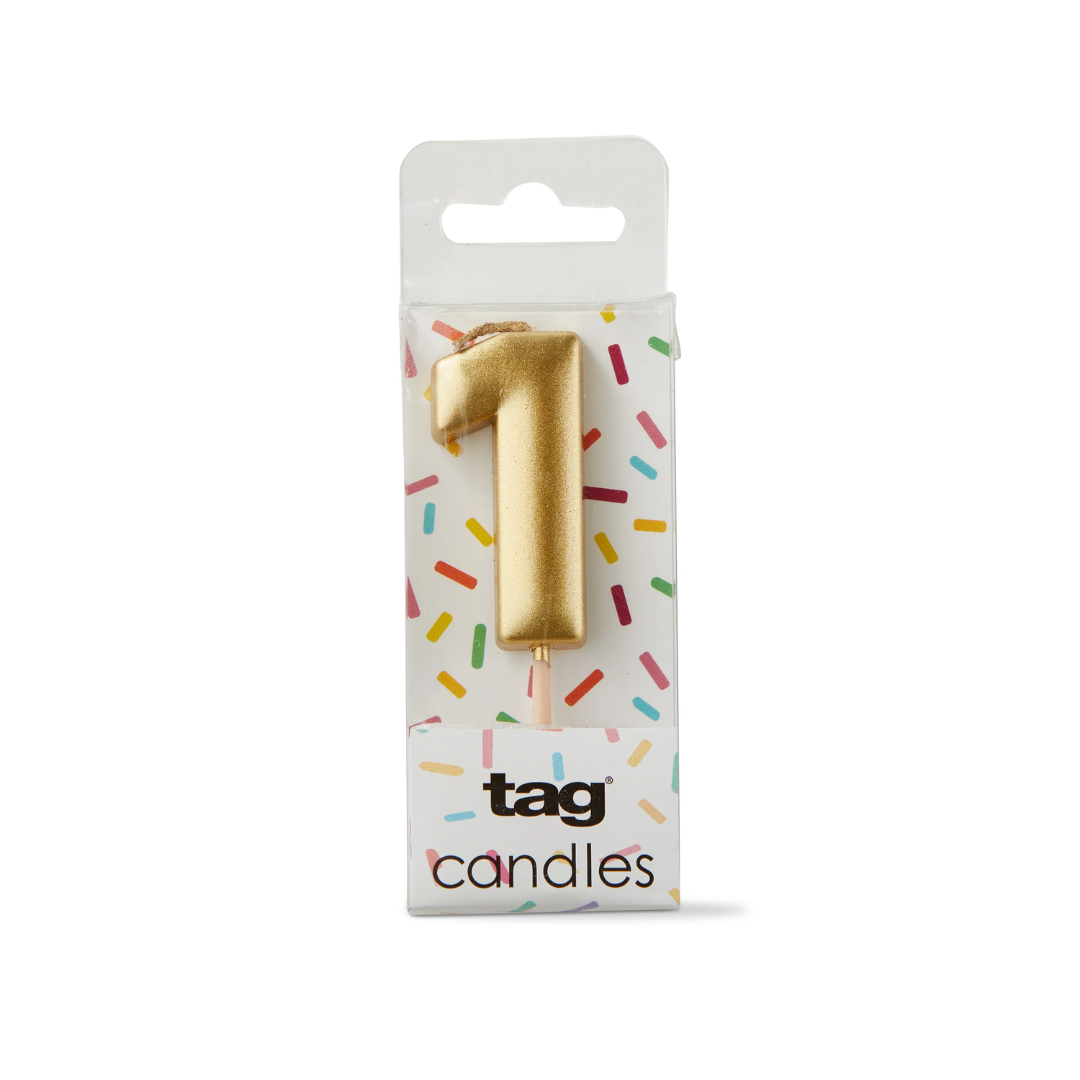 Metallic Digit Candle - Gold