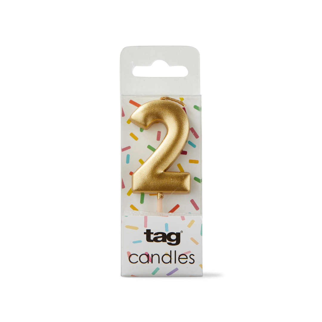 Metallic Digit Candle - Gold