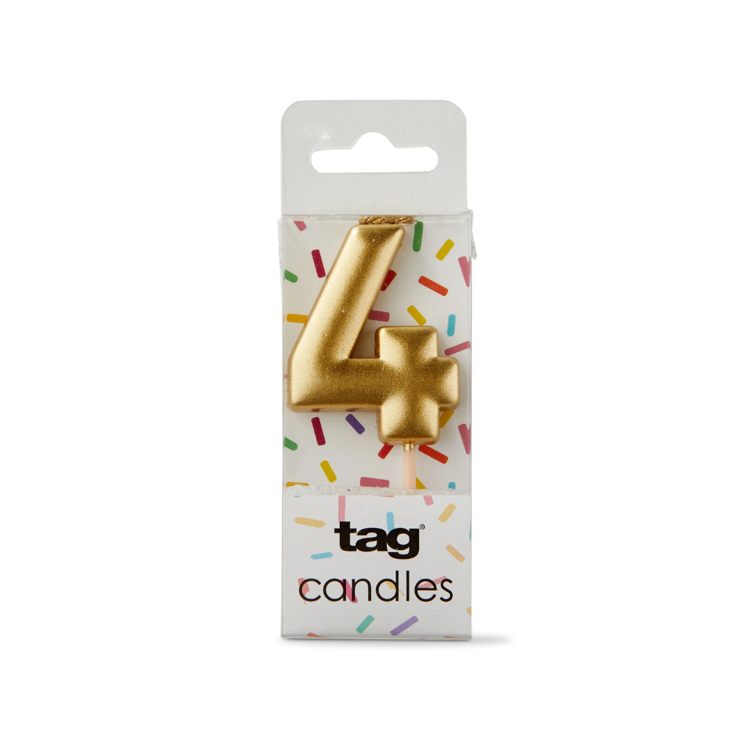 Metallic Digit Candle - Gold