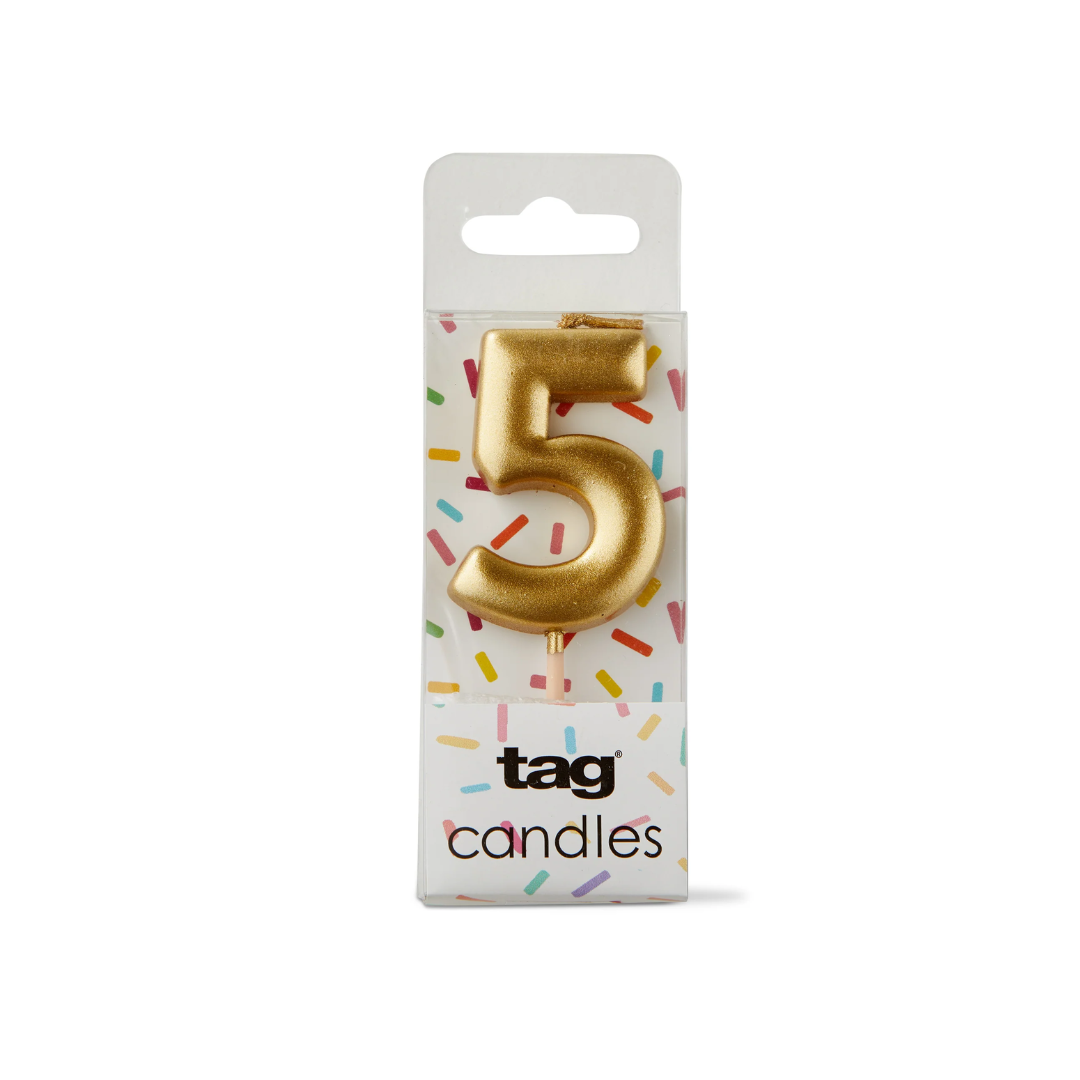 Metallic Digit Candle - Gold