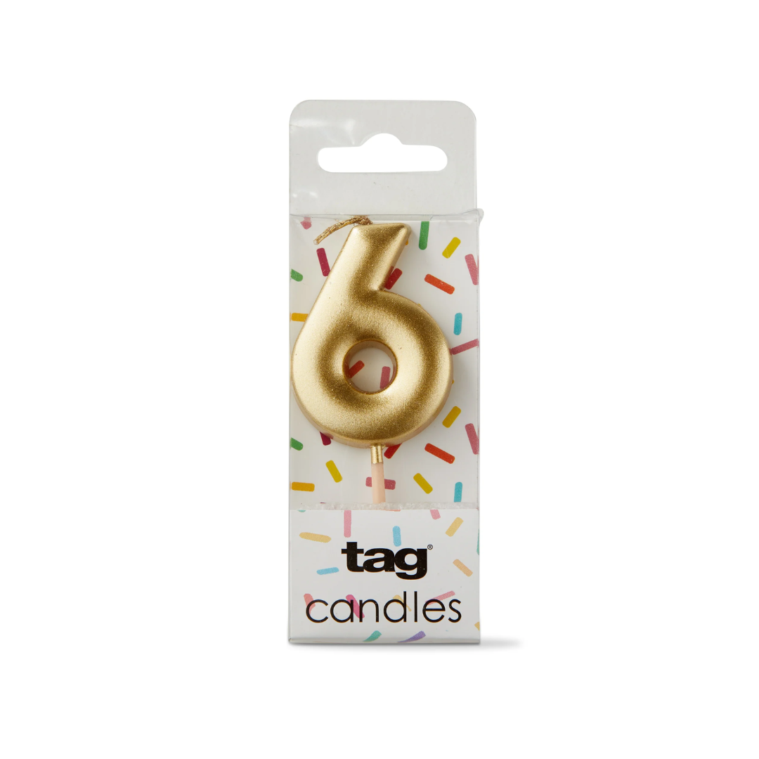Metallic Digit Candle - Gold