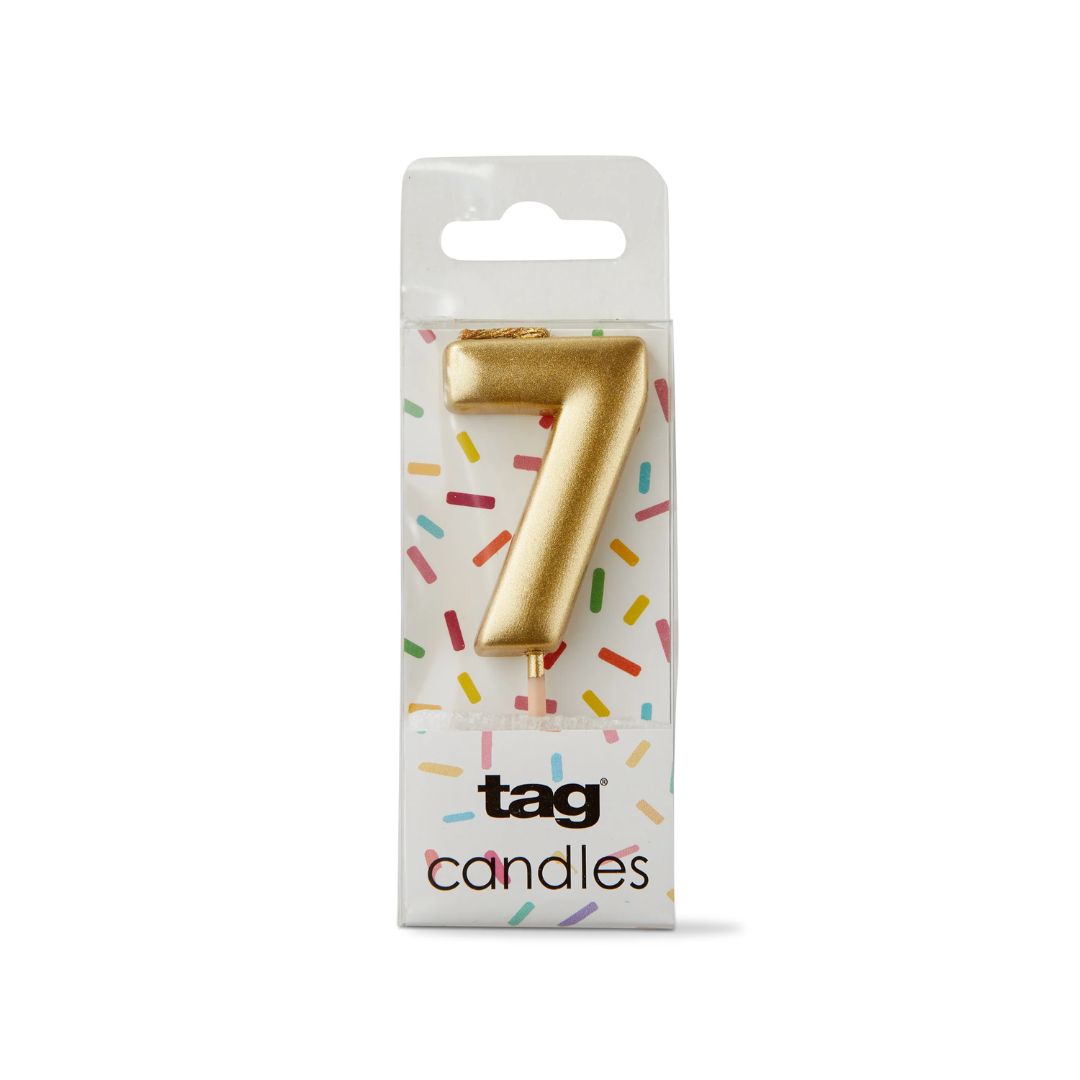 Metallic Digit Candle - Gold