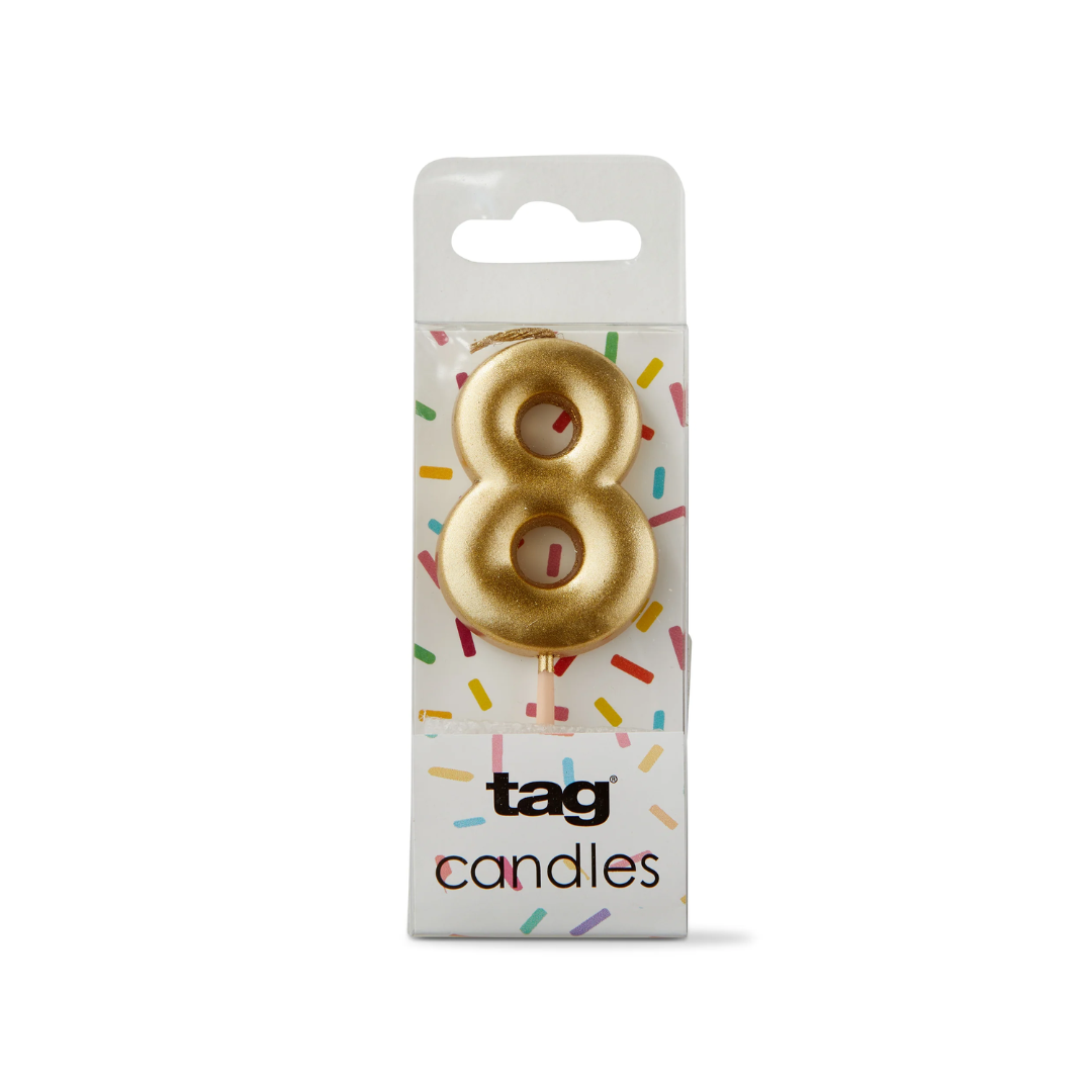 Metallic Digit Candle - Gold