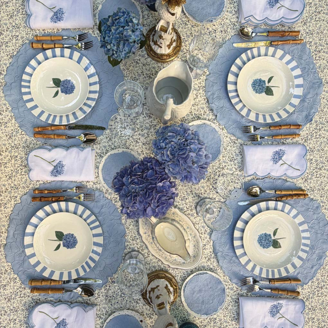 Individuales Flor Hortensia Set de 4 - Algodón