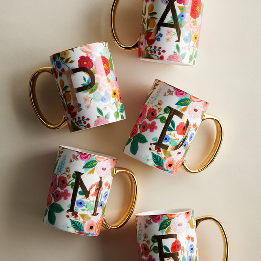 Garden Party Porcelain Monogram Mug