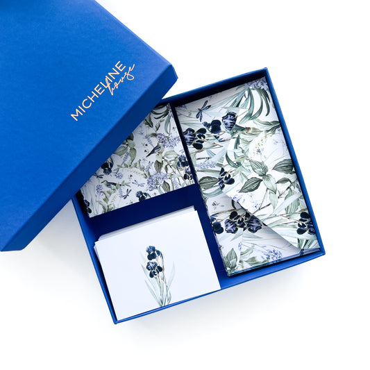 Blue Floral Stationery Box