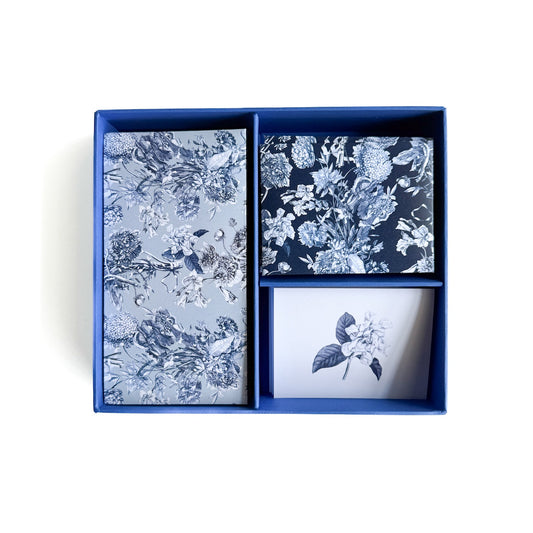 Blue Toile Fleurie Stationery Box