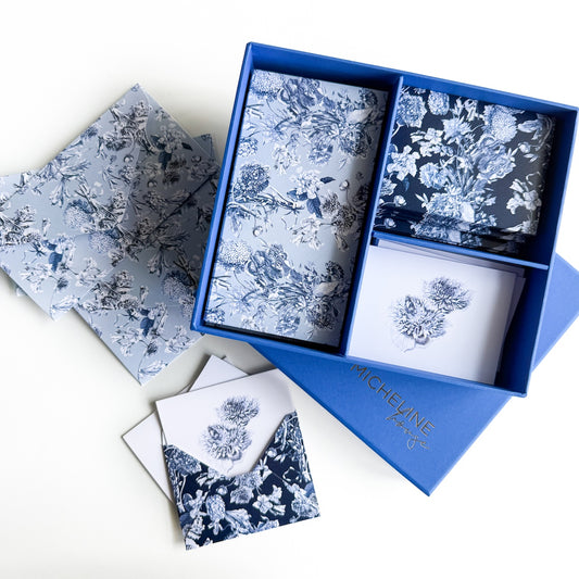 Blue Toile Fleurie Stationery Box