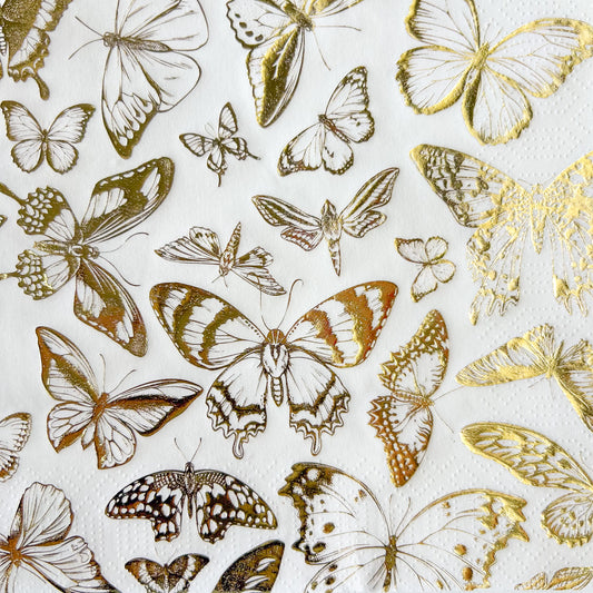 Butterfly Symphony Lunch Napkin - White