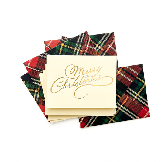 Merry Christmas Plaid Cards & Envelopes