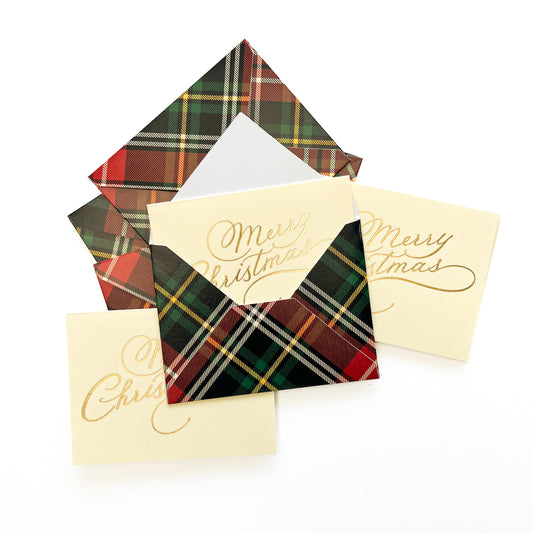 Merry Christmas Plaid Cards & Envelopes